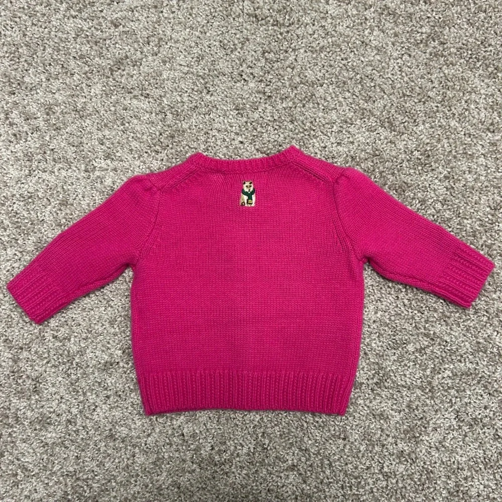 NWT Ralph Lauren Embroidered‎ Wool Blend Cardigan Baby Size 3M Pink Prep School